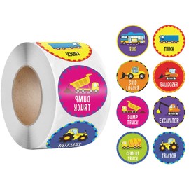 500Pcs Round Transportation cars for Kids Teacher Reward Stickers School Supplies, Trucks Car Incentive Roll Sticker Potty Training Stickers for School Classroom Home（CL17 Series）
