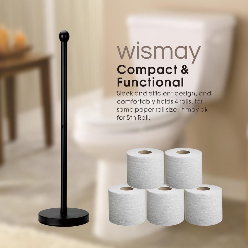 Wismay Toilet Paper Holder Stand for Max 5 Paper Rolls,
