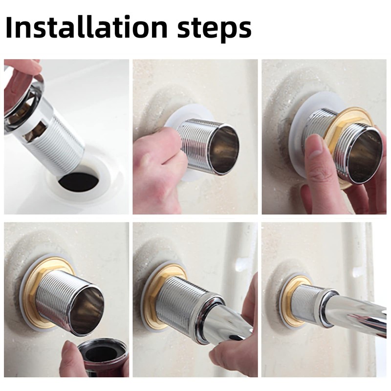 Universal Bathroom Sink Drain with Pop-Up,Overflow Hole,Ceramic White Cap &