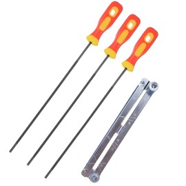 MAEXUS File for Chainsaw, 3-Piece Chainsaw File Set with Handle and File Holder, Horse, Round File for Chainsaw, Chainsaw File 4/4.8/5.5 mm Files for Chainsaw