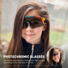 KAPVOE Kids Photochromatic Sunglasses Youth Cycling Glasses UV400 Protection Lightweight TR90 Frame Baseball Sunglasses for Boys Girls Cycling Sports 07