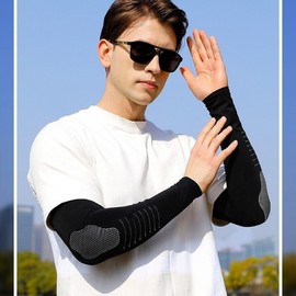 Women's Golf Arm Sleeves: Summer Sun Protection Ice Silk Elbow Sleeves - Free/Extra Large Size Sleeve-Black 15ea