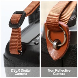 Färberdistel Kameragurt – Doppellagiges Echtem Leder Enden,2" Kameragurt aus Reine Baumwolle Bestickt Gewebt,Verstellbarer Universal Schulter oder Nackengurt für alle Kameras,Geschenk für Fotografen