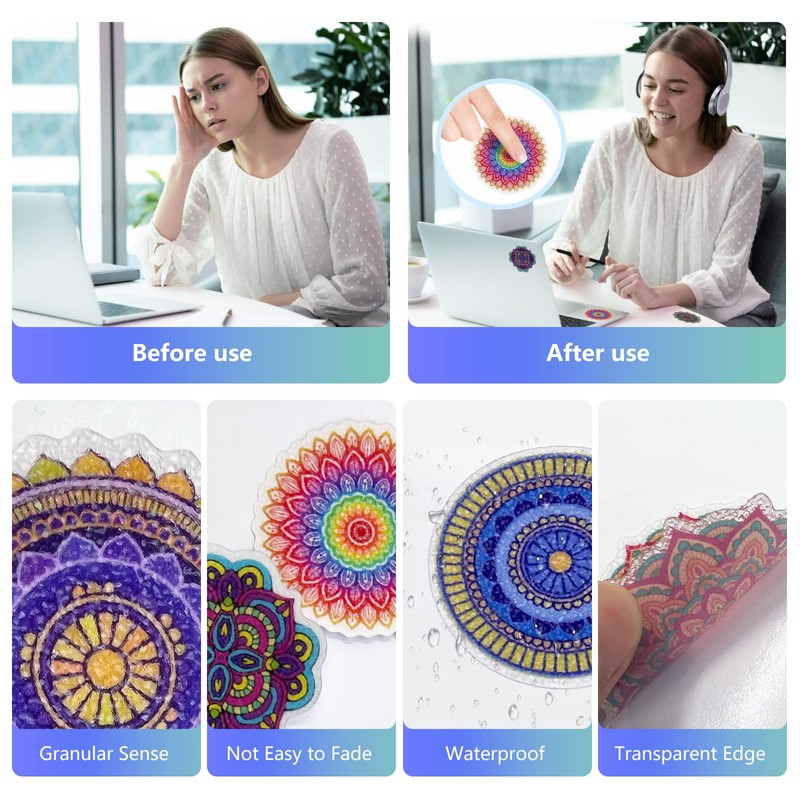 TAOARA 16 PCS Calm Sticker for Sensory Stickers Mandala Style