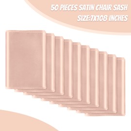 Bouiexye 50 PCS Blush Pink Satin Chair Sashes Bows Universal Chair Ribbon Ties Back Sash for Wedding Party Reception Events Banquets Hotel Event Chair Cover Decoration (7x108 inch)