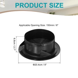 PATIKIL 6 Inch Round Air Vent Cover, Soffit Vents ABS Adjustable Ceiling Vent Covers Air Vent Louver for Bathroom Kitchen Living Room Ventilation System, Black