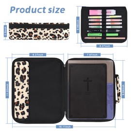 HAWGON Bible Cover for Women - Bible Case for Men Multi-Functional Stationery Organizer - Large Pencil Case Organizers - Bible Study Supplies for Home, Office, Travel - 11"x8"x2.5" -Beige Base