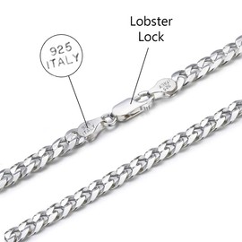 Savlano 925 Sterling Silver 8mm Italian Solid Curb Cuban Link Chain Necklace For Men & Women - Made in Italy Comes With a Gift Box (22, 8mm)