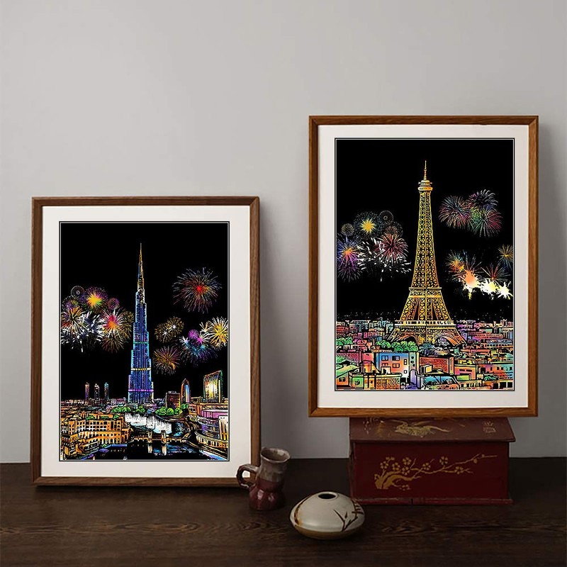 Rainbow Scratch Art Painting Paper (A4) for Adult & Kids,