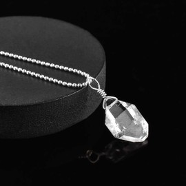 Natural Raw Herkimer Diamond Quartz Gemstone Dainty Pendant Necklace, Rough Crystals, Energy Stone, Healing Crystals, Silver Plated Chain, Gift for Women, Gemstones Jewelry 18 inch