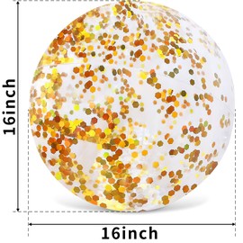AMOR Present Beach Ball, 16" Glitter Beach Ball Inflatable Beach Balls for Kids & Toddlers Pool Balls Summer Party Favors