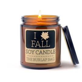 THE BURLAP BAG - I Love Fall - 9oz Soy Candle - smells like roasted chestnuts - Handpoured in Austin Texas
