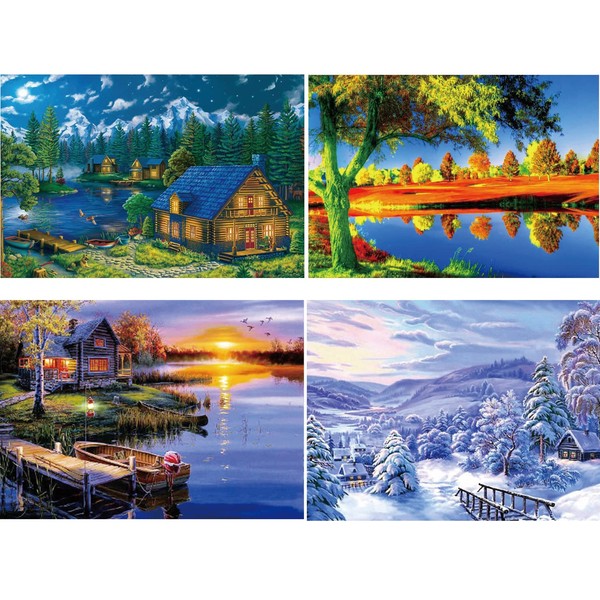 LEADINTOP Diamond Art, Set of 4, Landscape, 15.7 x 11.8