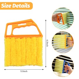 TNAIYH 3PCS Blind Cleaner Duster Tool, 7 Fingers Microfiber Handheld Shutter Cleaning Brush for Car Air Conditioner, Detachable Auto Air Vent Dusting Cleaner, Universal for Most Vehicles (Orange)