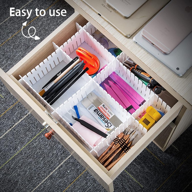 DVHOK 85Pcs Drawer Dividers, Adjustable Drawer Organiser, Cut at Will