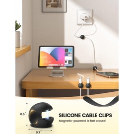 8Pack Silicone Magnetic Cord Organizer Clips - Lamicall Durable Mini Desk Cable Management for Phone Charger, Strong Magnet Adhesive Cord Holder for Nightstand, Home Office Organizer Accessories