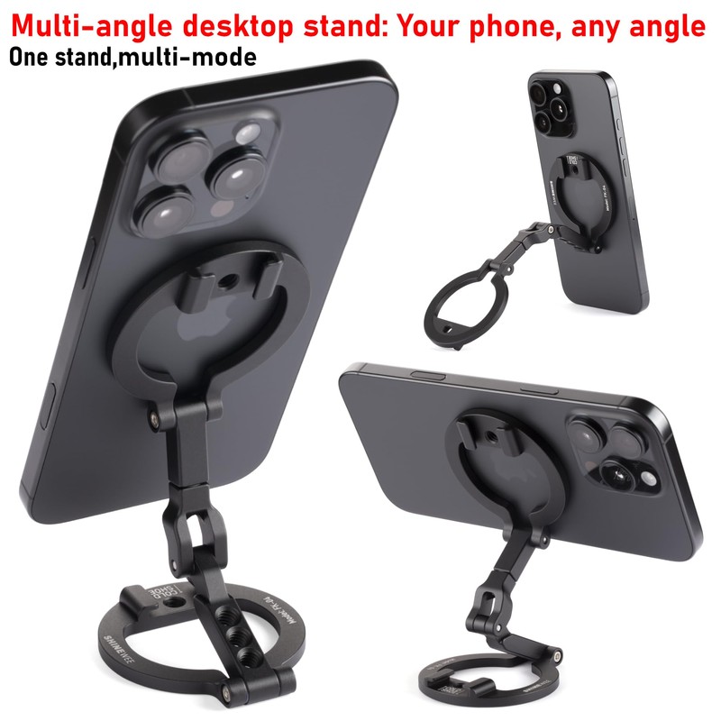Dual Magnetic Ring Phone Mount - Foldable 360° Rotation CNC