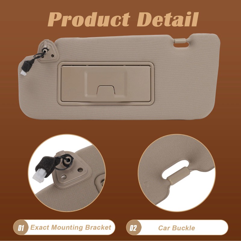 imcarparts Sun Visor + Lamp Tan Left Driver side For