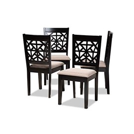 Baxton Studio Set of 4 166-10764-AMZ Dining Chairs, Sand/Espresso Brown