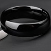8mm Black White Classical Plain Ceramic Ring Wedding Band (Black