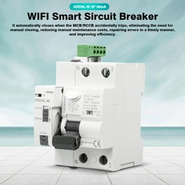 FI Circuit Breaker 63A 30MA 2-Pin Automatic Circuit Breaker WiFi Smart Circuit Breaker MCB/RCCB Fi Switch WiFi Residual Current Device Auto Mode Can Be Controlled via App