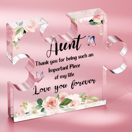SOUHONEY Aunt Birthday Gifts from Niece Nephew, Acrylic Puzzle Plaque Sign Desk Decor Auntie Gift Ideas, Desk Decor Gifts for Aunt, Best Aunt Ever Gifts for Mothers Day Birthday Christmas