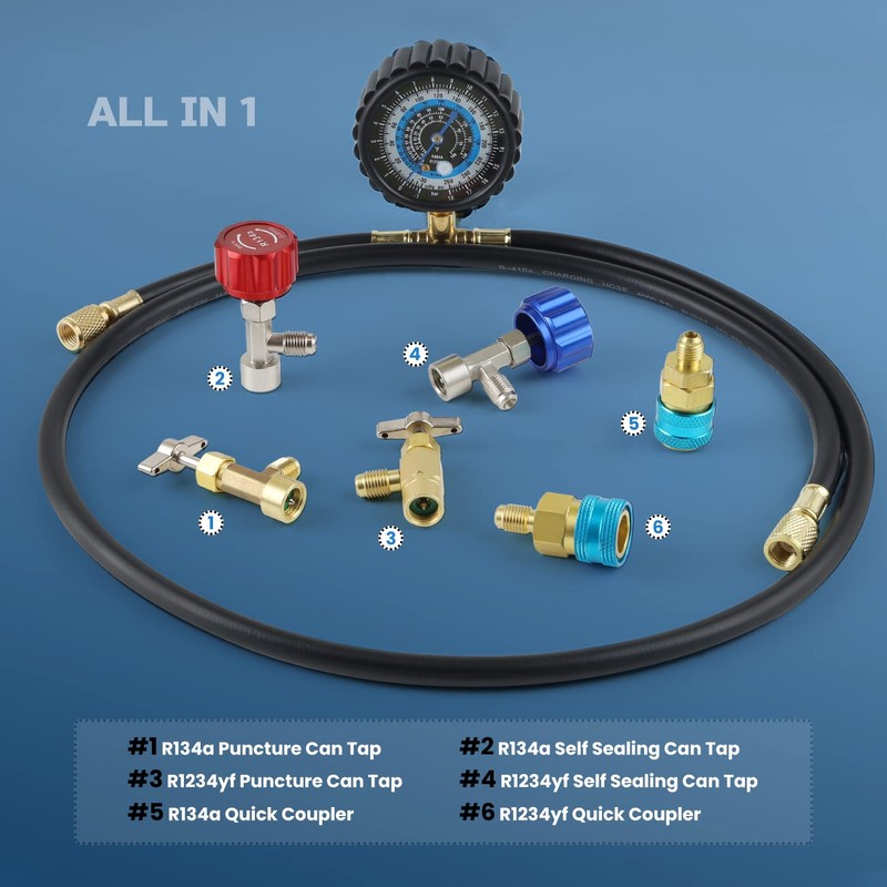 Lichamp R1234yf Refrigerant Recharge Kit, AC R134a 1234yf Gauge Set