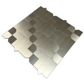 XUANINY 7-Sheet Peel and Stick Metal Backsplash Tiles, Self Adhesive Multiple-Shapes Aluminum Mosaic 3D Wall Sticker for Kitchen Bathroom Decor (7, Brushed Gold)