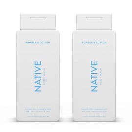 Native Body Wash Natural Body Wash for Women, Men | Sulfate Free, Paraben Free, Dye Free, with Naturally Derived Clean Ingredients Leaving Skin Soft and Hydrating, Powder & Cotton 18 oz - 2 Pk