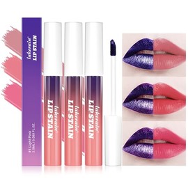 BANGFENG Juego de 3 tintes de labios despegables – Kit de tinte de labios para tatuajes en 3 colores vibrantes, acabado mate de larga duración, máscar