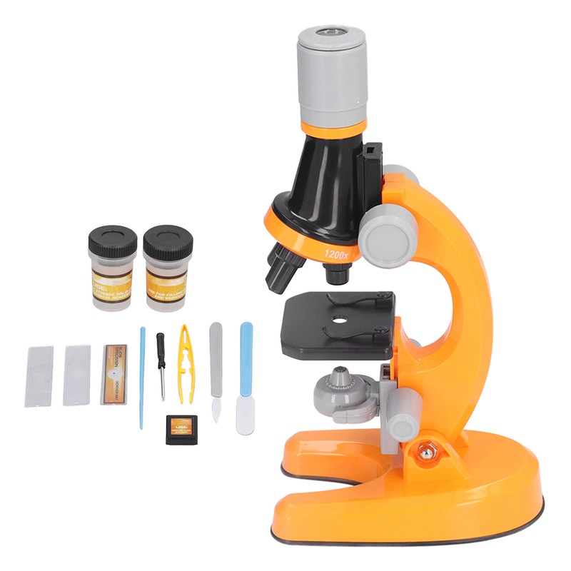 Kids Microscope Kit LED 1200X Microscope with Specimen Slides Science