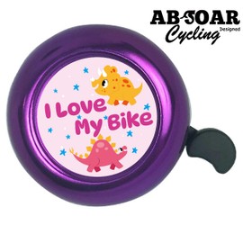 ABSOAR Cycling Cute Stegosaurus Aluminum Round Bike Bell, Cute Handlebar Ring Bell for Tricycle Scooter, Bike Accessories Bell Ring for Adults Kids Girls Boys (Purple)