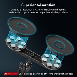 SMALLRIG 2-in-1 Dual Magnetic Suction Cup Mount for Gopro, Car Camera Mount Outside for Action Cameras, with Anti Deflection Pin Ball Head Magic Arm 4467