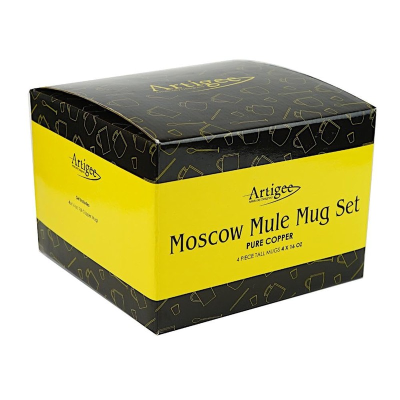 Artigee Moscow Mule Copper Mugs 100% Pure Solid Hammered Red
