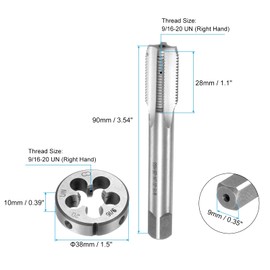 QUARKZMAN 2 Piece Tap and Die Set Metric 9/16-20 UN Taps and Round Dies Tap and Die Set