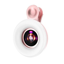 Q'foo Macro Lens Cellular Lens with Whitening LED Light, Selfie Lens, Clip-on Portable Camera Lens, Smartphones, Close-up Lens, Insects, Jewelry Shooting (Pink)