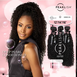 Sensationnel Pearlish multi bundle - burmese curl deep pearl conditioned 15a soft remy beauty supply sew in or glue on human hair layered lengths (16 18 20 inch, NATURAL/BLACK)