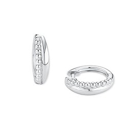 s.Oliver 2015172 Women's Creole Earrings 15 mm 925 Silver Rhodium-Plated, Silver, No Gemstone