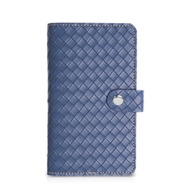 lizimandu Business Card Holder Book, Business Card Book Case PU Leather Organization Binder Name ID Card Holder for Men & Women, Up to 96 Cards Capacity(1-Woven Blue)