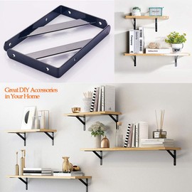 Shelf Brackets, Wall Angle Heavy Duty Support 90 Degree Angle Shelf Bracket Wall Shelf Brackets Steel Solid Shelf Brackets for Wall Mounting (150 x 95 mm, Black) (4)