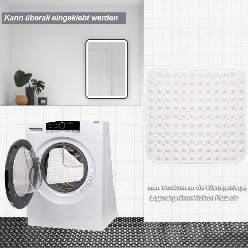Shower Mat, White, 48 x 48 cm, Square Shower Mat,