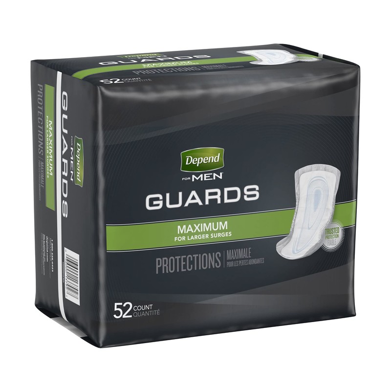 Depend Guards Incontinence Pads for Men, 52 Count, Maximum Absorbency,