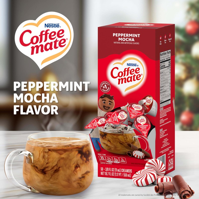 Nestle Coffee mate Coffee Creamer, Peppermint Mocha, Liquid Creamer Singles,