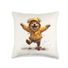 Cute Welsh Corgi Dog Wearing Yellow Raincoat Raindrops Puppy Throw