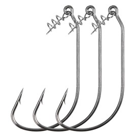 Twistlock Fishing Hooks, 50pcs Bass Fishing Worm Hooks with Centering Pin Spring Unweighted Swimbait Hooks for Soft Plastic Lures Baits Saltwater Freshwater