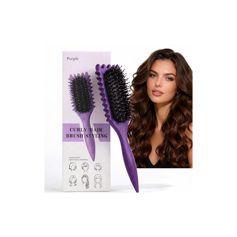 Cepillo para cabello rizado para mujeres,Curly hair brush (Morado)