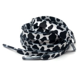 BGXW Thin Flat Leopard Cow Print Shoelaces Camouflage Shoe Laces Shoestring 1 Pair 47 Inch (cow)