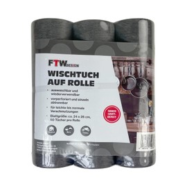 Universal Wiping Cloth on Roll in Black Set of 3