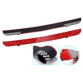 GZRUICA Rear Bumper Protector Guard Trunk Rubber Protection Strip Rubber Scratch-Resistant Trunk Door Entry Guard Car Accessory for SUV/Car - Universal Black Checkered with Double-Sided Tape Pack-1