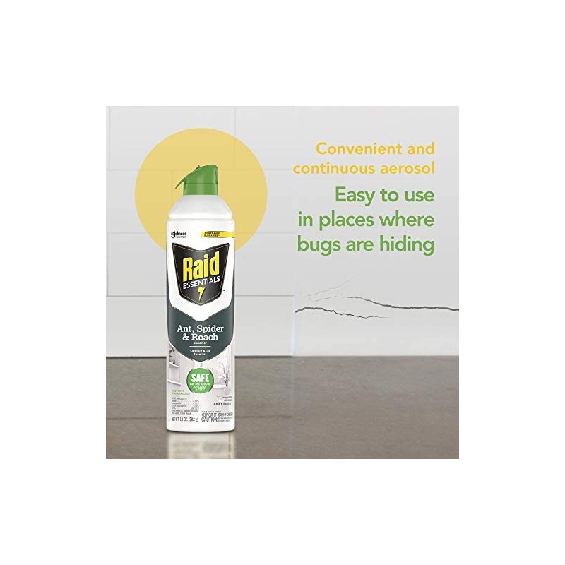 Raid Essentials Ant Spider and Roach Killer Aerosol Spray, Kills